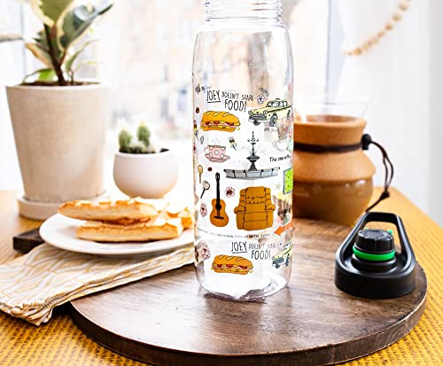 Silver Buffalo Friends TV Show Iconic Doodles Tritan Water Bottle, Screw Top Lid, 28 Ounces
