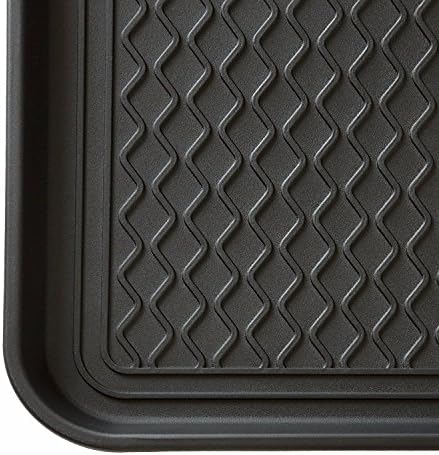 All-Weather Indoor/Outdoor Boot Tray - Weather-Resistant Hard Plastic Shoe Mat with Raised Edge for Entryways, Decks, and Patios by Stalwart (Black)