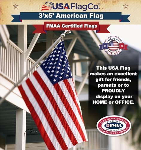 American Flags for Outside 3x5 - USA Flag Co. American Flag Made in USA: Embroidered Stars and Sewn Stripes