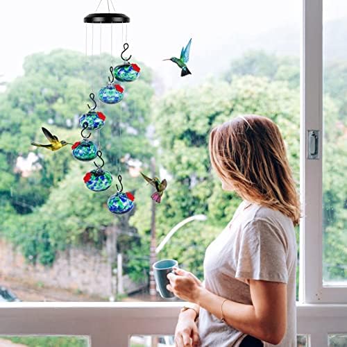 Charming Wind Chimes Hummingbird feeders for Outdoors Hanging ant and bee Proof,Never Leak,Perfect Garden Decor for Outside