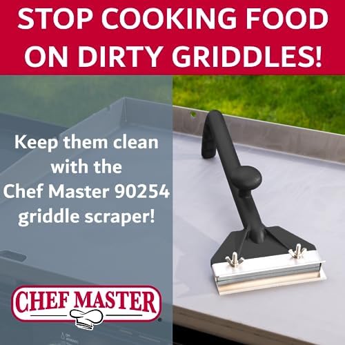 Chef Master Griddle & Flat Iron Grill Scraper, Commercial Blackstone Griddle Scraper, Flat Top Grill & Blackstone Accessories, Removes Grease, Food Debris for Diners, Restaurants & Food Trucks - 90254