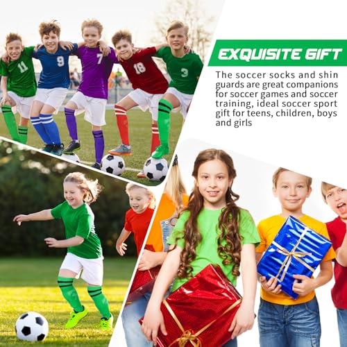 Syhood Soccer Shin Guards and Socks for Toddler Kids Youth, Lightweight Soccer Shin Pads Protective Soccer Gear for 3-5, 5-10, 10-15 Years Old Children Teen Boys Girls Soccer Game (Green,S Size)