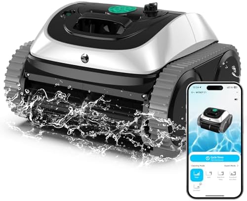 (2025 Upgrade) WYBOT C1 Robotic Pool Vacuum for Inground Pools, 150min Runtime Cordless Pool Cleaner, 4-in-1 Wall & Waterline Cleaning Up to 1,614Sq.ft, Smart Navigation, App Support