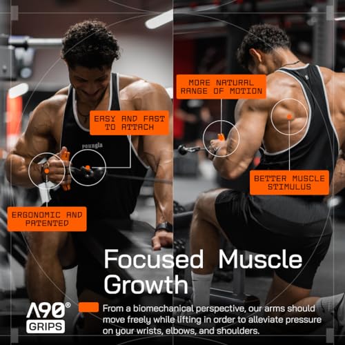 Angles90 Grips - The Original Gym Pull Up Grip Handles | Gym Handles - Lat Pulldown Attachments - Perfect Grips for T-bar Row, Cable Machine, D Handle - Grip Strength Trainer - Gym Equipment - Lat Bar