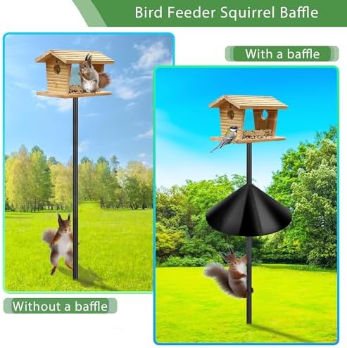 Squirrel Baffle for Bird Feeder Pole,16 inch Squirrel Guard Stopper for Outside Shepherd Hook,Black(2 Pack)
