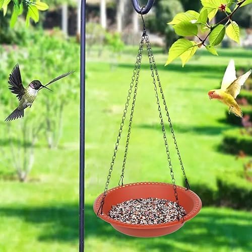 2 Pack Hanging Bird Feeder Tray 16 inch, Bird-Feeder Hanging for Garden Yard Outside, Terracotta