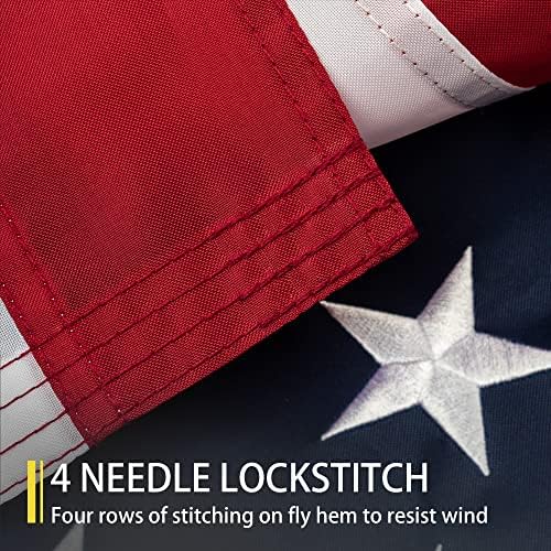 American Flag 3x5 FT Outdoor, Heavy Duty High Wind US Flag, Embroidered Stars, Sewn Stripes, Brass Grommets, Indestructible Tough Double Sided United States Flag Suitable for Outside Use