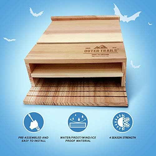 Bat House Outdoor Bat Habitat, Natural Cedar Wood, 2 Chamber