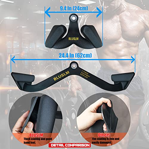 BLUSLM LAT Pull Down Bar for Cable Machine, LAT Pulldown Attachments T Bar V Bar Cable Attachment, Back Tricep Bar Strength Training Handle (BL4PLUS)
