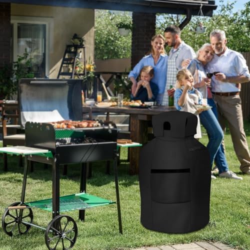 AKEfit Propane Tank Cover 20lb Gas Tank Cover Outdoor 600D Heavy Duty Waterproof Covers Fits Standard 20 lb Tank Cylinder, 13'' x 19.5'' Black