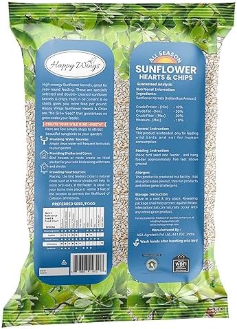 Sunflower Hearts & Chips - Sunflower Kernels and Chips Bird Food - 5 Lb No Mess, No Waste I No Grow Seed | Bird Seed for Wild Birds