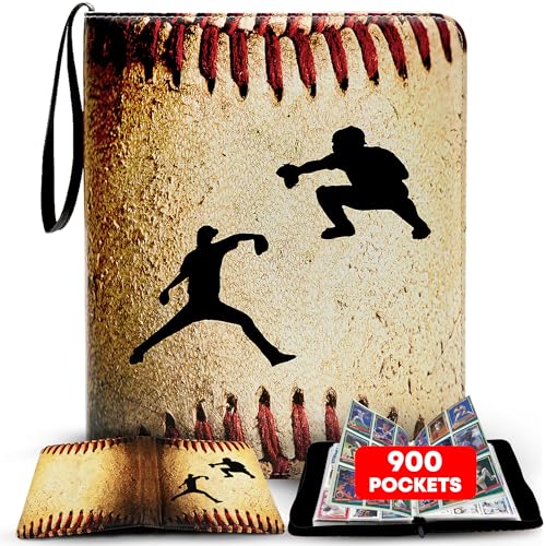 American Flag Baseball Card Binder with 900 Pockets, The Ultimate Baseball Card Holder Includes 50 Page Storage Sleeves to Organize and Protect Your Sports Cards Like a Pro
