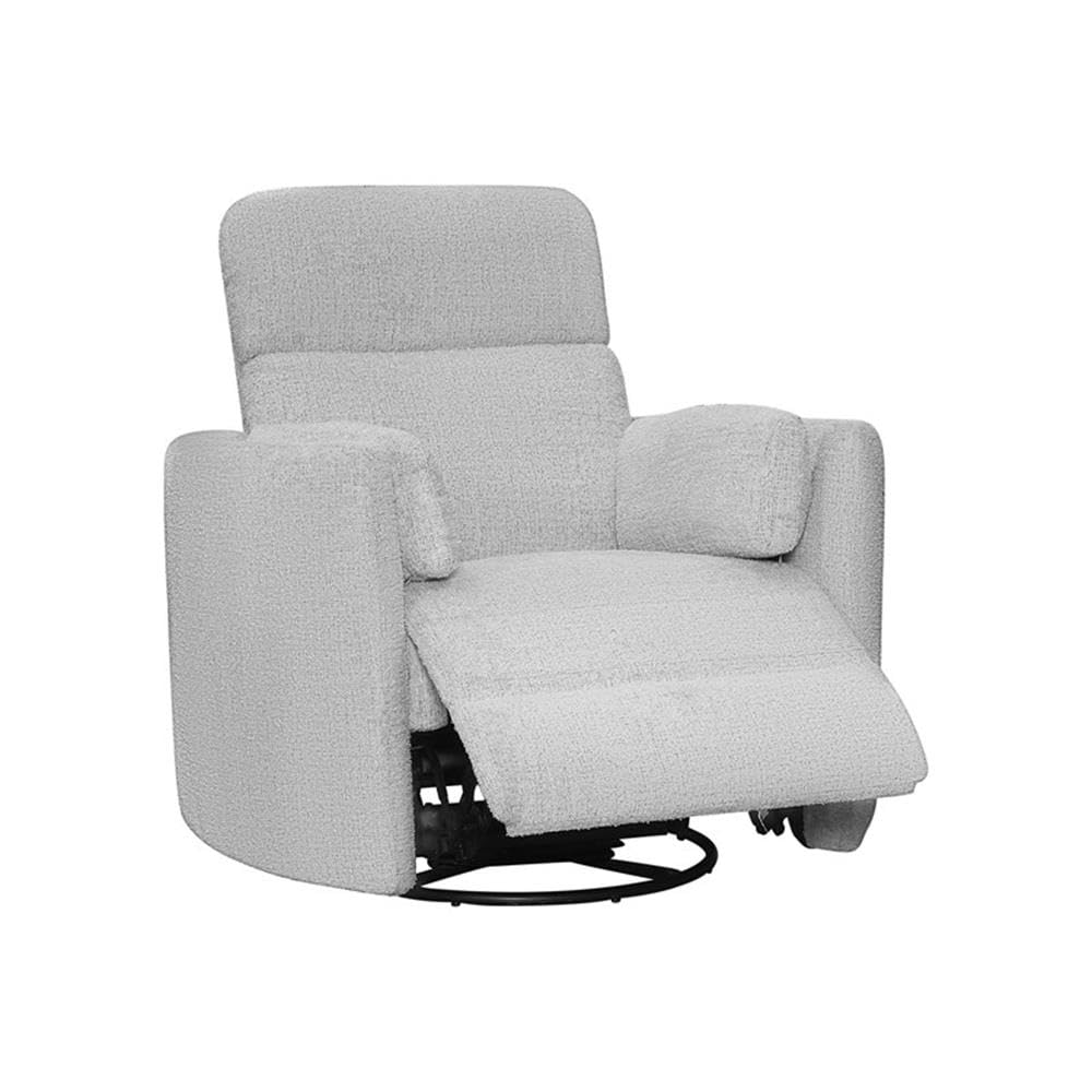 Pemberly Row Manual Swivel Glider Recliner Chair in Angora Linen (Set of 2) with USB Charging Ports and 2 Comfort Pillows for Living Room
