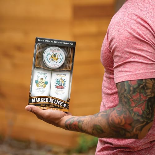 Billy Jealousy Marked IV Complete Tattoo Care Kit, Make Your Mark Defined, Fresh and Vibrant, Includes Aftercare Ink Salve, Brightening Soap and Moisturizing Tattoo Lotion