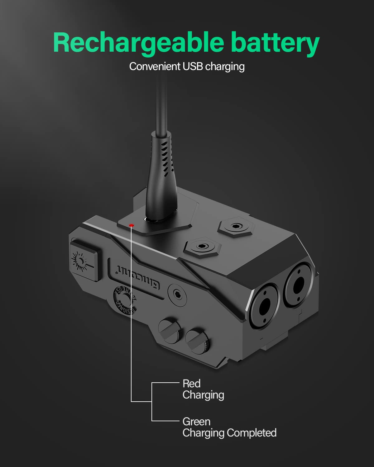 Gmconn Red and Green Dual Laser Sight for Pistol with a Rail, Low Profile Red Green Beams for Full Size or Compact Guns, Rechargeable, (Laser Output <5mW, Class IIIA)