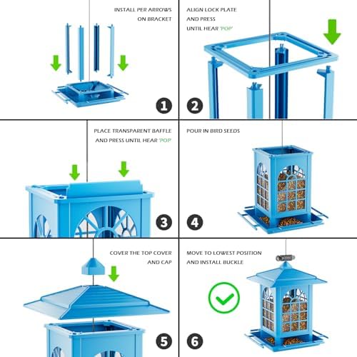 Birdream 2 Pack Bird Feeders for Outdoors Hanging - 7LB Total Capacity Classic Courtyard Design Fun Assembly Large Bird Feeder, Attracting Wild Birds Cardinals Goldfinches Sparrows - Blue