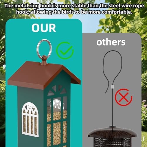 Bird Feeder, Metal Bird Feeders for Outdoors Hanging, Waterproof and Rust-Proof, Easy Cleaning, Wild Bird Feeders Attracting Chickadees Goldfinches Cardinals Finches and Sparrows