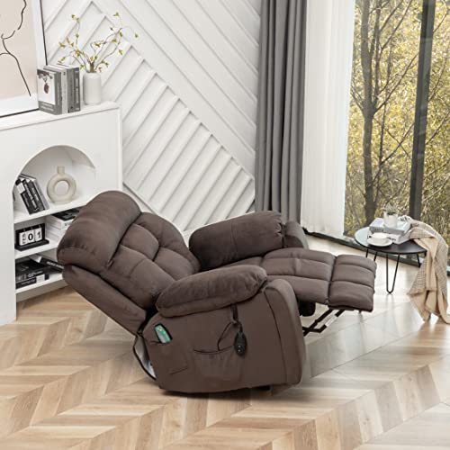 FANYE Electric Power Lift Recliner Chair for Elderly W/Massage and Heat, Infinite Positions 2 Remote Controllers Oversized Velvet Upholstered Recliner & Armchair W/Side Pockets & Hidden Cup Holders