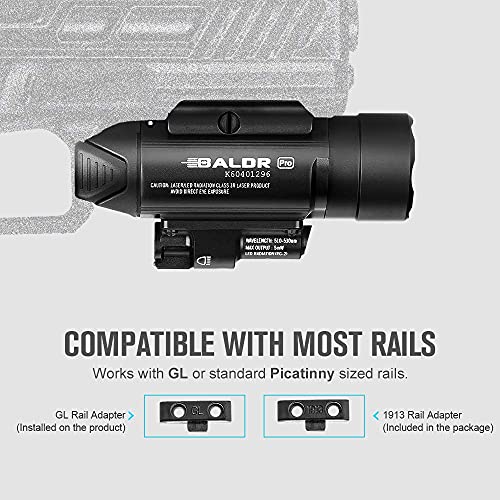 OLIGHT Baldr Pro 1350 Lumens Tactical Weaponlight with Green Light and White LED, 260 Meters Beam Distance Compatible with 1913 or GL Rail, Batteries Included(Desert Tan)