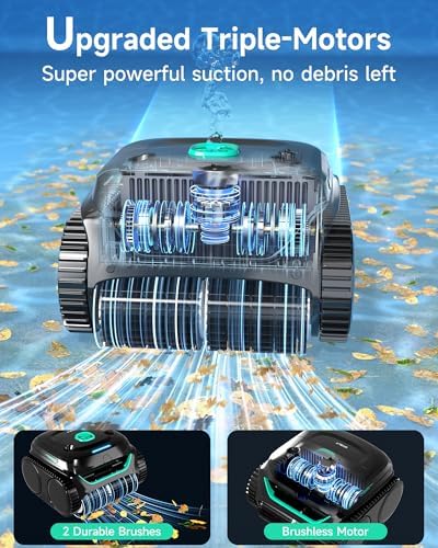 (2025 New) WYBOT C2 Cordless Robotic Pool Cleaner, Pool Vacuum for Inground Pools up to 2512 Sq.ft, Wall-Climbing & Waterline Cleaning wtih Dual Filter, Triple-Motors, Lasts 180 Mins Runtime
