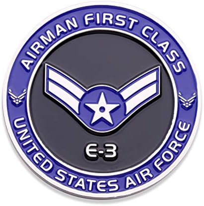 Air Force Airman First Class E3 Challenge Coin! United States Air Force Airman First Class Rank Military Coin. E-3 USAF Challenge Coin! Designed by Military Veterans - Officially Licensed Product!