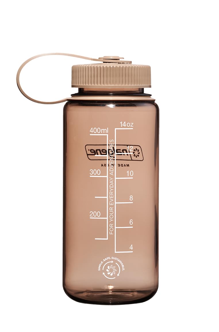 Nalgene Sustain Tritan BPA-Free Water Bottle Made with Material Derived from 50% Plastic Waste, 16 OZ, Wide Mouth, Mocha