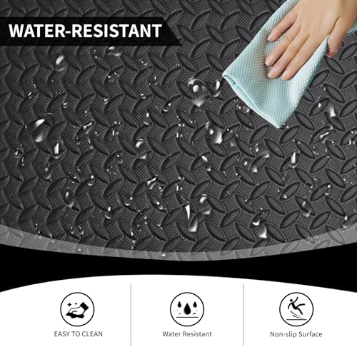 Puzzle Exercise Mat 1/2 Inch Thickness, 24'' x 24'' EVA Foam Floor Tiles, 6 Tiles Protective Flooring Mats Floor Interlocking Foam Gym Floor Mats for Home Gym Equipment Covers 24 SQ FT