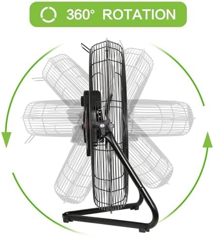 hykolity 4600 CFM 20" High Velocity Floor Fan, 3-Speed Heavy Duty Metal Fan with Wall-Mounting System, Industrial Shop Fan for Warehouse, Garage, and Workshop