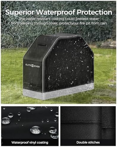 EliteCover 60 Inch 600D Heavy Duty Grill Cover for Outdoor Grill with Waterproof,UV & Fade Resistant, Black