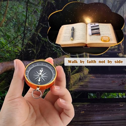 Spakon Christian Gifts for Men, Religious Gifts for Church Include Bible Verse Pens Compass Religious Bible Bookmark Inspirational Catholic Scripture Gifts for Church Sunday School (Classic,20 Sets)