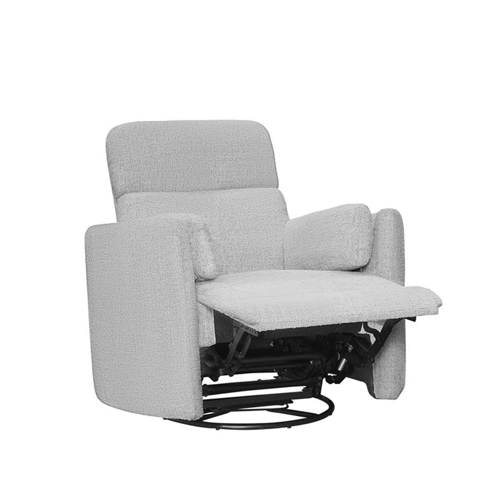 Pemberly Row Manual Swivel Glider Recliner Chair in Angora Linen (Set of 2) with USB Charging Ports and 2 Comfort Pillows for Living Room