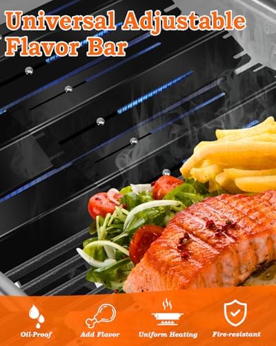 Universal Heat Plates Shield 13.5" up to 25" Adjustable Heat Tent for Backyard Uniflame Nexgrill Dyna Glo Chargriller King Griller Charbroil Gas Grill Replacement Parts 5 Pcs Flavorizer Bar