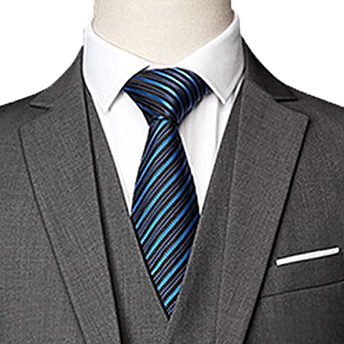 Casual 2 Button Suits for Men Slim Fit Notched Lapel Business Sets Solid Color Wedding Formal Jacket Vest Pants (Grey,Medium)