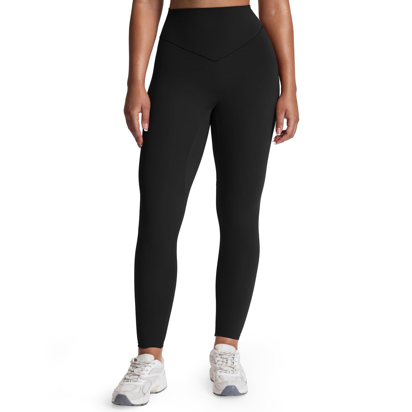 Aoxjox High Waisted Workout Breeze Leggings for Women Tummy Control Buttery Soft Yoga Pants 26" (Black, X-Small)