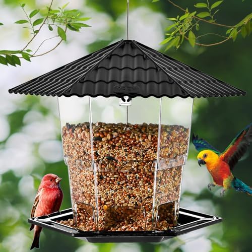 Bird Feeders for Outdoors Hanging Bird Feeder Wild Bird Seed, Black 2 Pack B