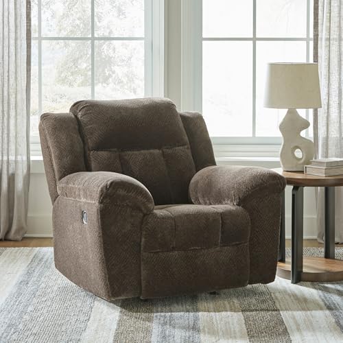Signature Design by Ashley Frohn Urban Manual Rocker Recliner with Pillow-Top Arms, Dark Brown