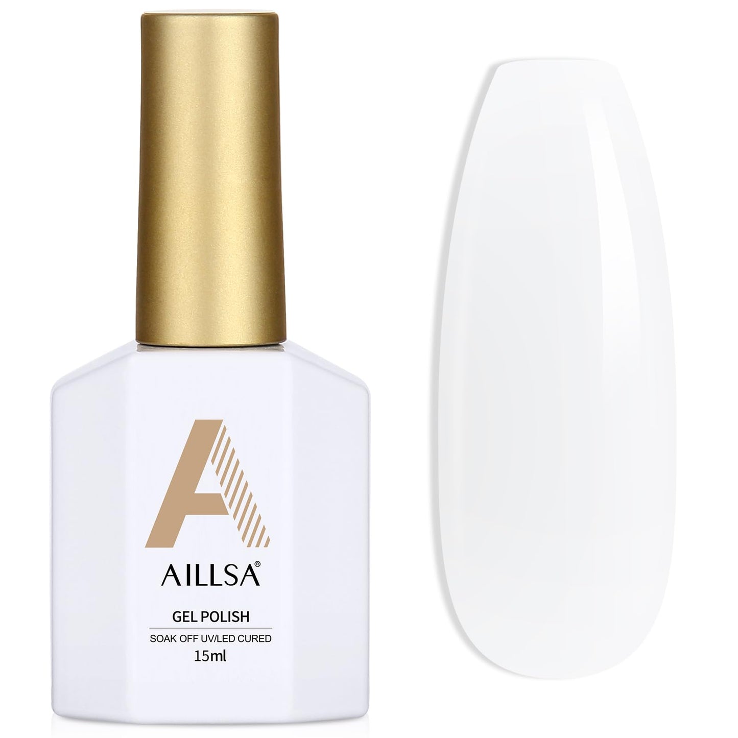 AILLSA Milky White Gel Polish Nude Gel Nail Polish Light Color Translucent Neutral Gel Polish Long Lasting Natural Jelly Nails Soak Off U V Gel for French Manicure at Home 0.51 Oz GB134