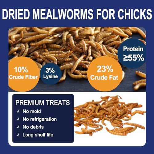 RANZ 5LBS Non-GMO Dried Mealworms for Chickens, High Protein Meal Worms, Premium Chicken Feed, Perfect Bird Food and Chicken Treats, Whole Large Mealworms for Wild Birds, Ducks, Fish