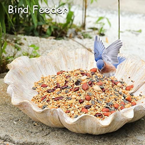 MUMTOP Bird Baths for Outdoors, Antique Outdoor Garden Bird Bath Resin Flower Birdbath Bowl for Outside Yard Table Decor