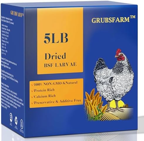 Superior to Dried Mealworms for Chickens 5lb - 85X More Calcium Than Mealworms - Non-GMO Chicken Feed - Molting Supplement - BSFL Treats for Hens, Ducks, Turkeys, Wild Birds, Quails