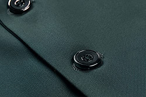 Casual 2 Button Suits for Men Slim Fit Notched Lapel Business Sets Solid Color Wedding Formal Jacket Vest Pants (Green,Medium)