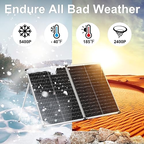 DOKIO Portable Foldable 100W 18v Solar Suitcase Monocrystalline, Folding Solar Panel Kit with Controller to Charge 12 Volts Batteries (AGM Lead/Acid Types Vented Gel) RV Camping Boat