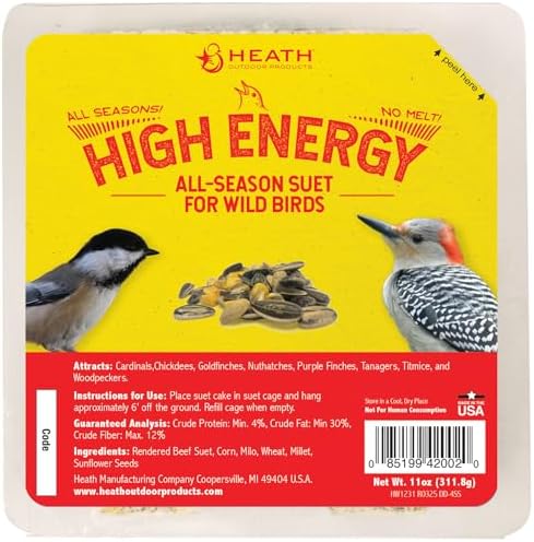 Heath DD4SS: 11-Ounce Bird's Blend High Energy Suet Cake - 12-Pack Case