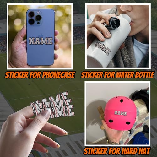 Custom Baseball Sticker Personalized Player Name Number Baseball Softball Bat Knob Waterproof Die-Cut Vinyl Sticker for Bat Knob Laptop Water Bottle Phone Cars Helmet Hardhat Player Sport Gift S6