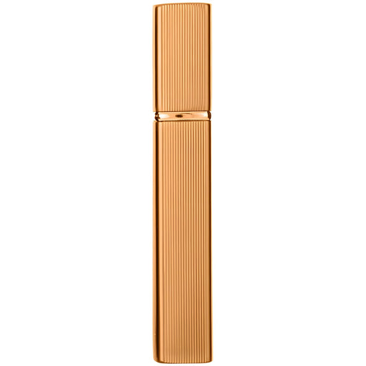 0.4 oz Refillable Travel Perfume Atomizer, 12 ml Mini Perfume Bottle, Gold Aluminum Shell with Vertical Stripes, Leak-Proof Design, Ideal for Handbags and Travel, 0.77×4.6"