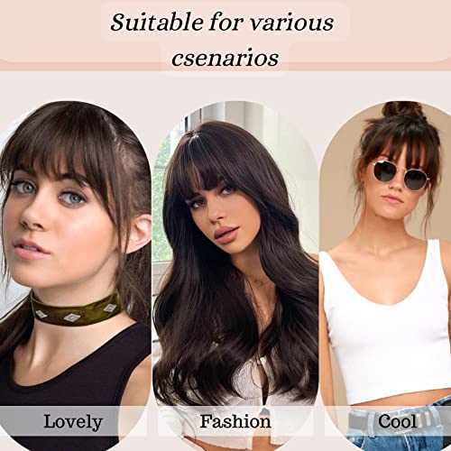 NAYOO Clip in Bangs - 100% Real Human French Bangs Hair Extensions with Temples for Women - Curved Bangs for Daily Wear (Natural Black)