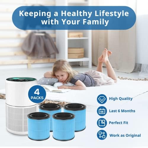 AP0601 Replacement Filters Compatible with AIRTOK Air Puri-fier, 4-in-1 H13 True HEPA Filters, High-Efficiency Activated Carbon Filter, AP0601-RF 4 Pack