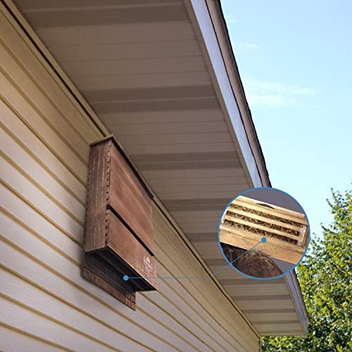 Japanese Cedar Bat House Habitat: Two Chambers, Weatherproof, Easy Install, Brown