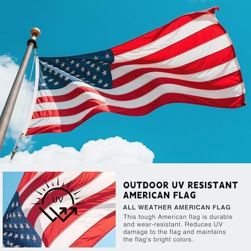 American Flags for Outside 4x6, US Flag Outdoor Heavy Duty, Embroidered Stars/Sewn Stripes/UV Protection/Brass Grommets, USA Flags High Wind