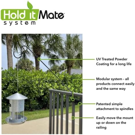 Long Hook Kits Ideal for Bird Feeders, Lighter Flower Baskets, Chimes, etc. for Vertical Spindled Deck Railings Only (34" Upright) Heavy Duty Hanger